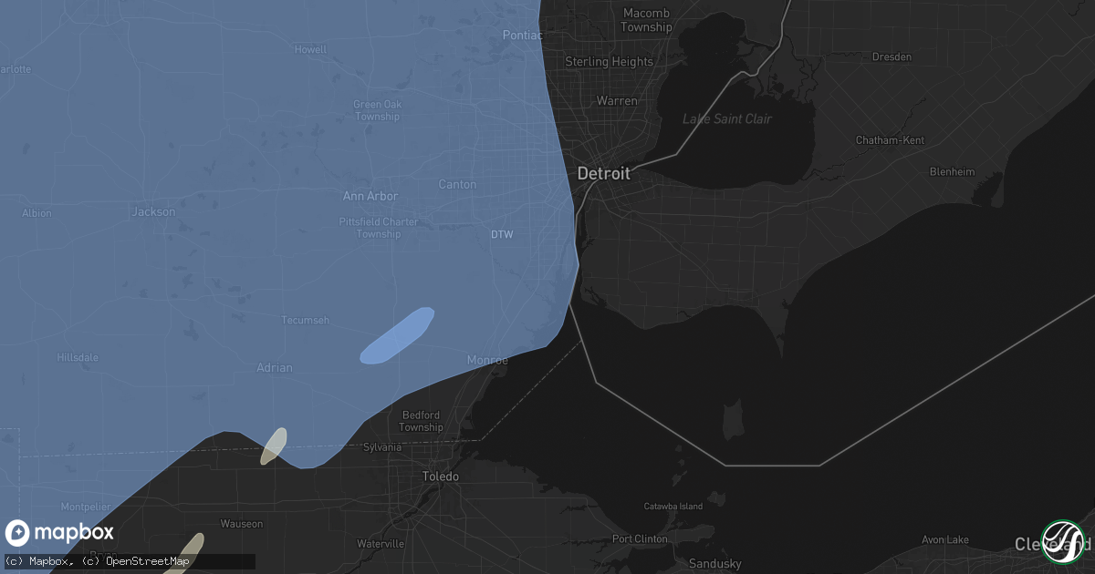 Hail map in Rockwood, MI on May 18, 2026