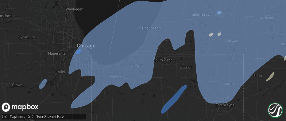 Hail map in Rolling Prairie, IN on May 18, 2026