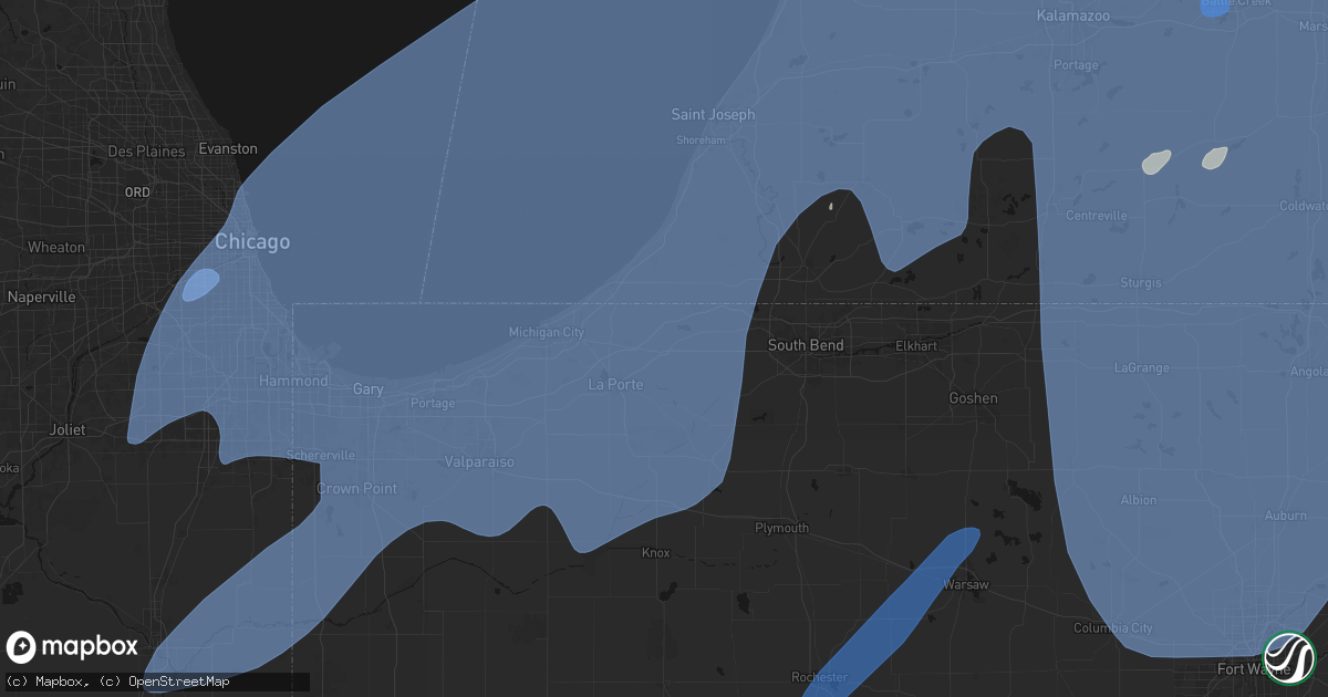 Hail map in Rolling Prairie, IN on May 18, 2026