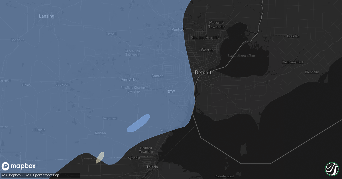 Hail map in Romulus, MI on May 18, 2026