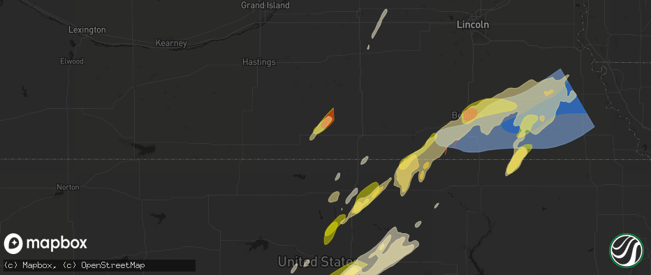 Hail map in Ruskin, NE on May 18, 2026