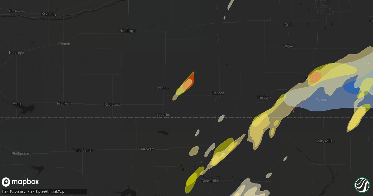 Hail map in Ruskin, NE on May 18, 2026
