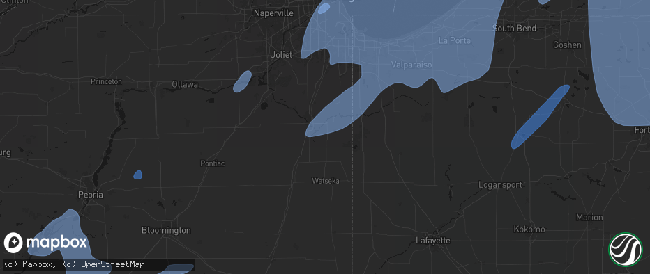 Hail map in Saint Anne, IL on May 18, 2026