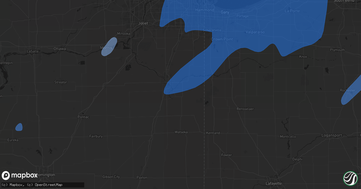 Hail map in Saint Anne, IL on May 18, 2026