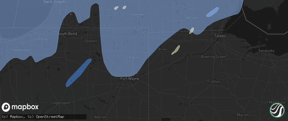 Hail map in Saint Joe, IN on May 18, 2026