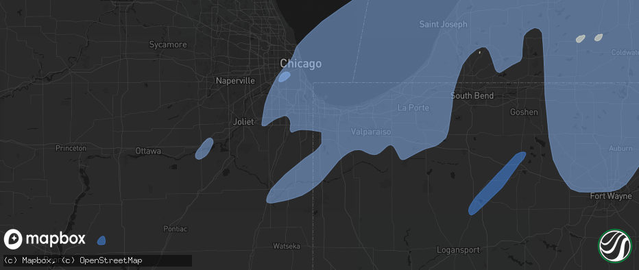 Hail map in Saint John, IN on May 18, 2026