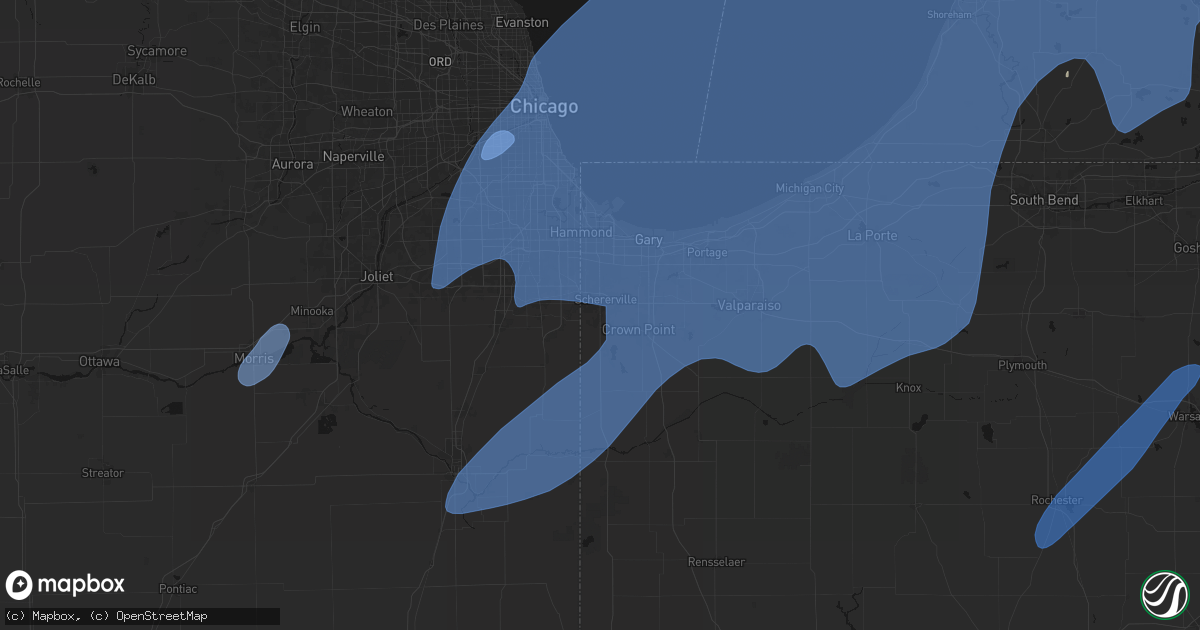 Hail map in Saint John, IN on May 18, 2026