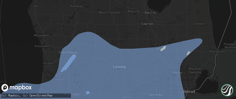 Hail map in Saint Johns, MI on May 18, 2026