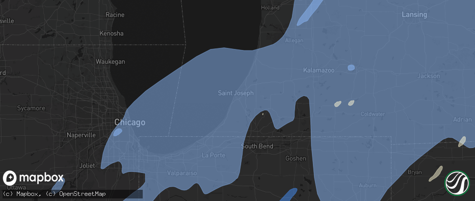 Hail map in Saint Joseph, MI on May 18, 2026