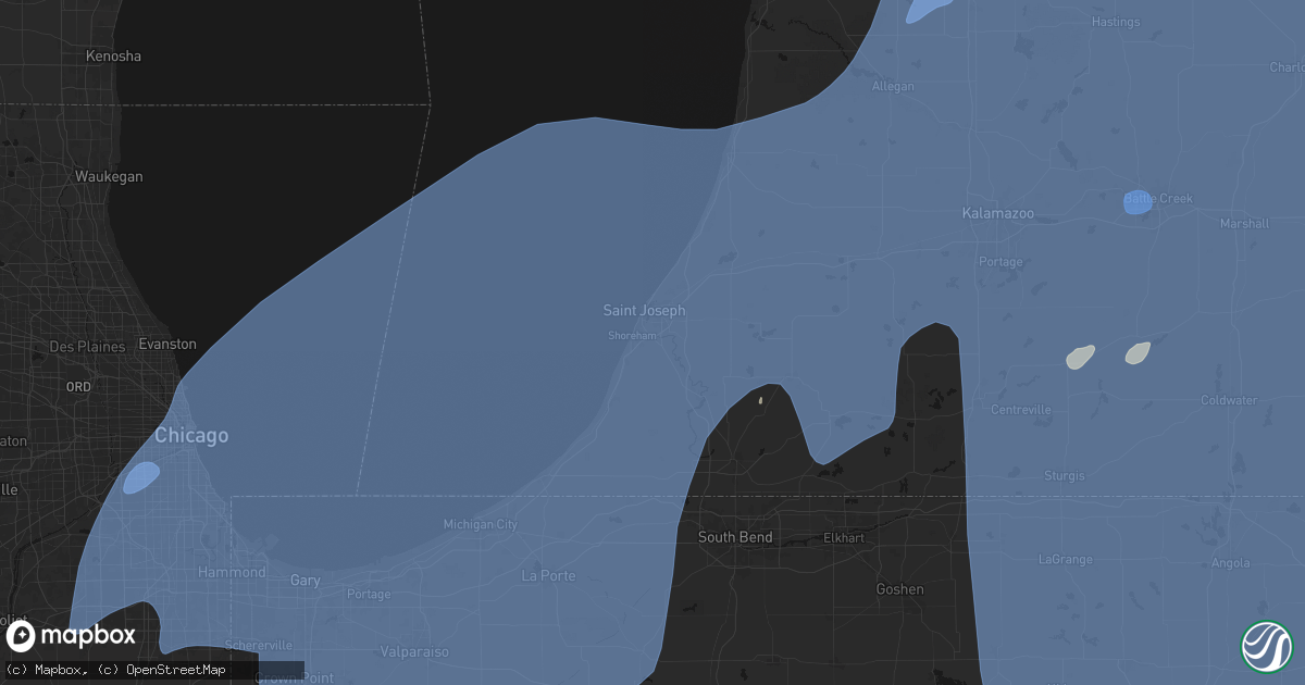 Hail map in Saint Joseph, MI on May 18, 2026