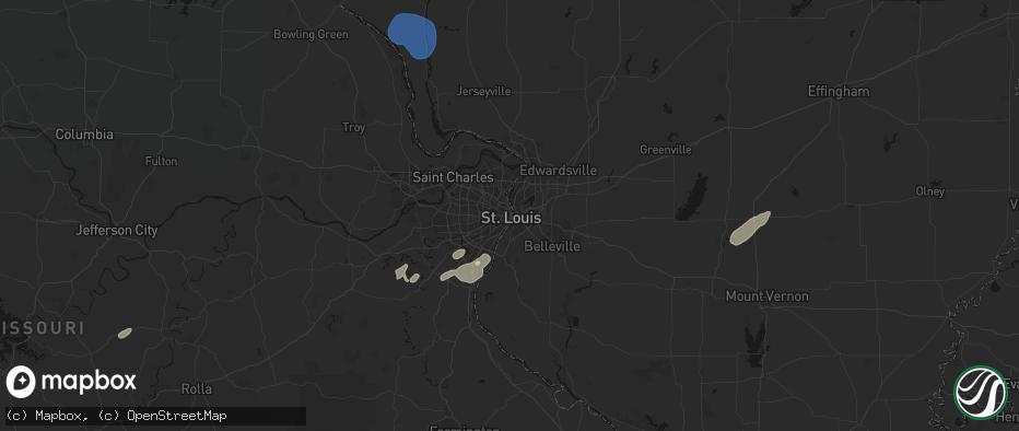 Hail map in Saint Louis, MO on May 18, 2026