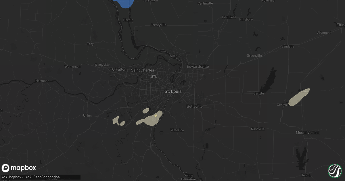 Hail map in Saint Louis, MO on May 18, 2026