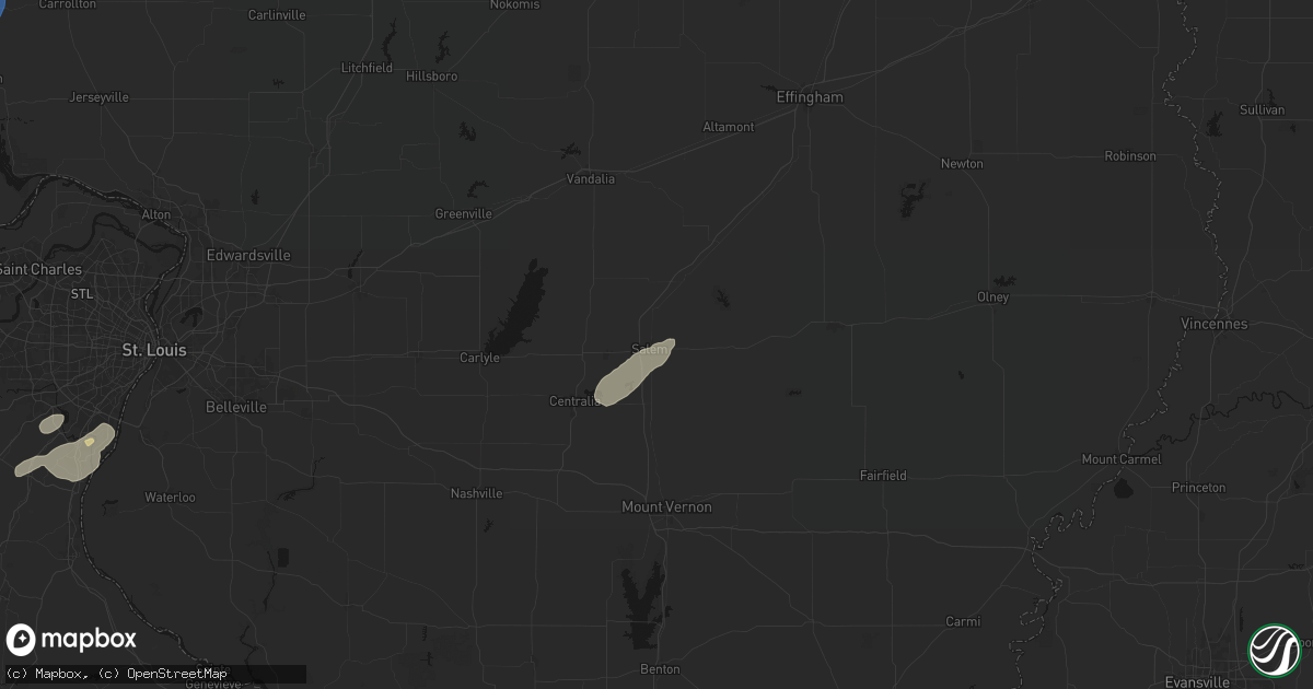 Hail map in Salem, IL on May 18, 2026