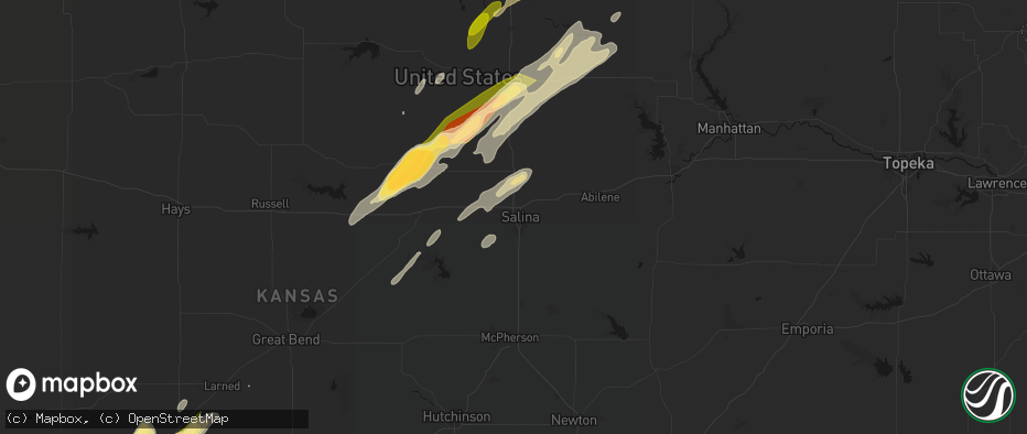 Hail map in Salina, KS on May 18, 2026