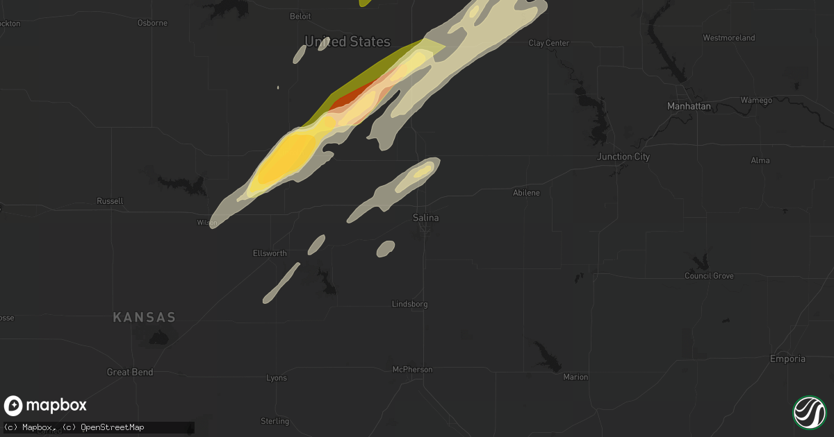 Hail map in Salina, KS on May 18, 2026