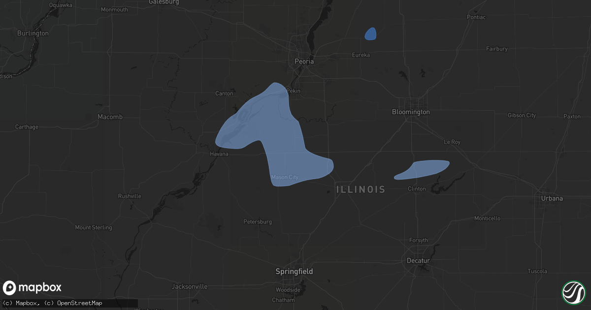 Hail map in San Jose, IL on May 18, 2026