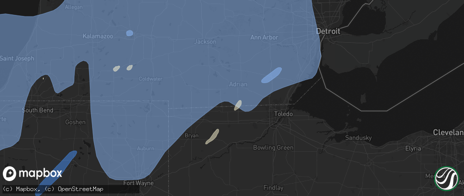 Hail map in Sand Creek, MI on May 18, 2026
