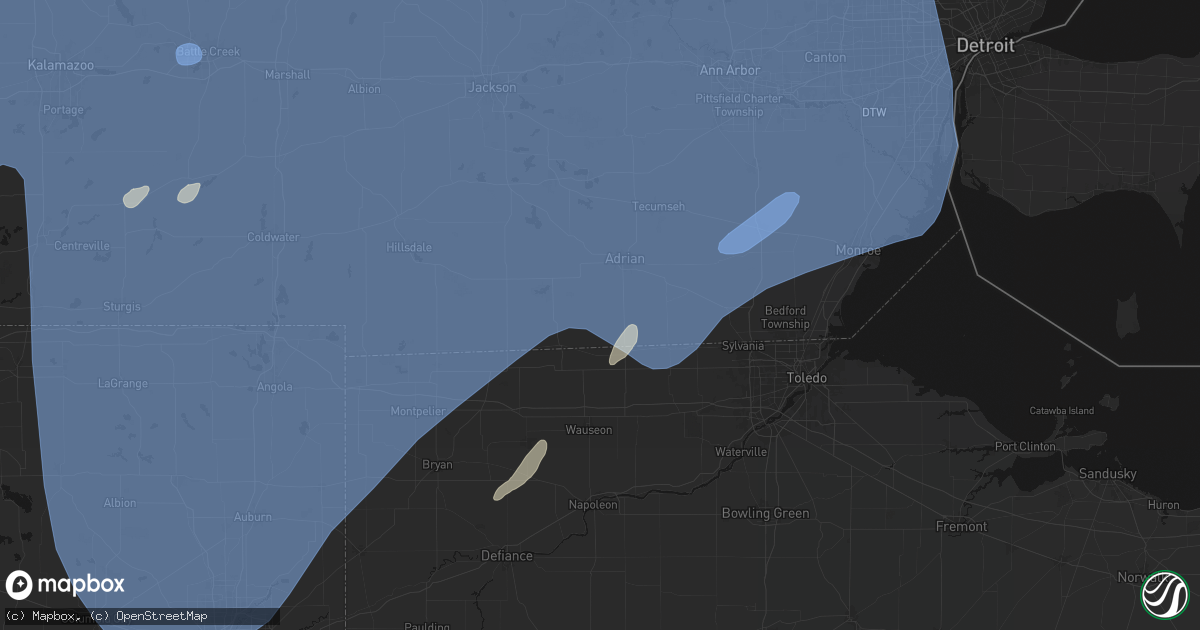 Hail map in Sand Creek, MI on May 18, 2026
