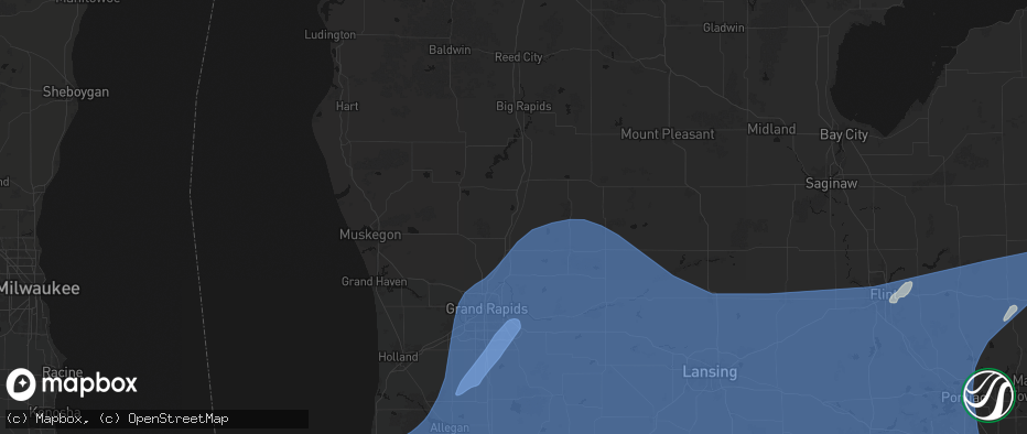Hail map in Sand Lake, MI on May 18, 2026