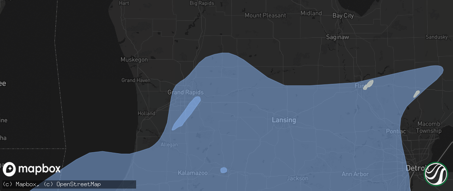 Hail map in Saranac, MI on May 18, 2026