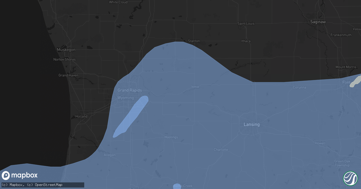 Hail map in Saranac, MI on May 18, 2026