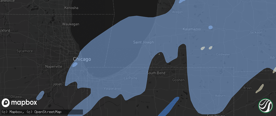 Hail map in Sawyer, MI on May 18, 2026