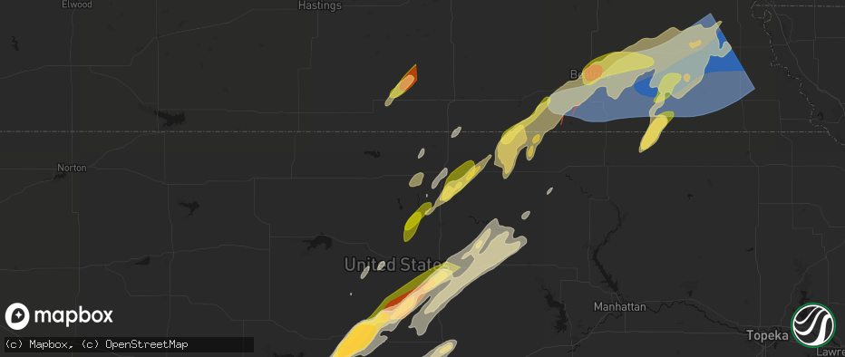 Hail map in Scandia, KS on May 18, 2026