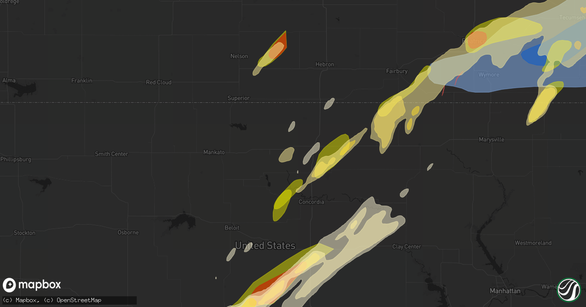 Hail map in Scandia, KS on May 18, 2026