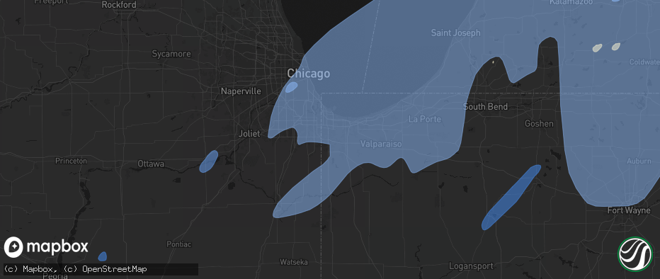Hail map in Schererville, IN on May 18, 2026
