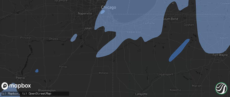 Hail map in Schneider, IN on May 18, 2026