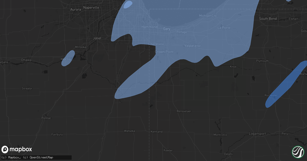 Hail map in Schneider, IN on May 18, 2026