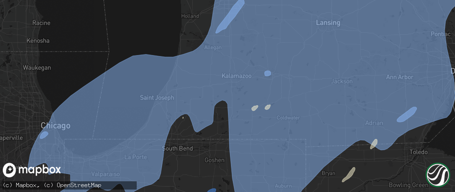 Hail map in Schoolcraft, MI on May 18, 2026