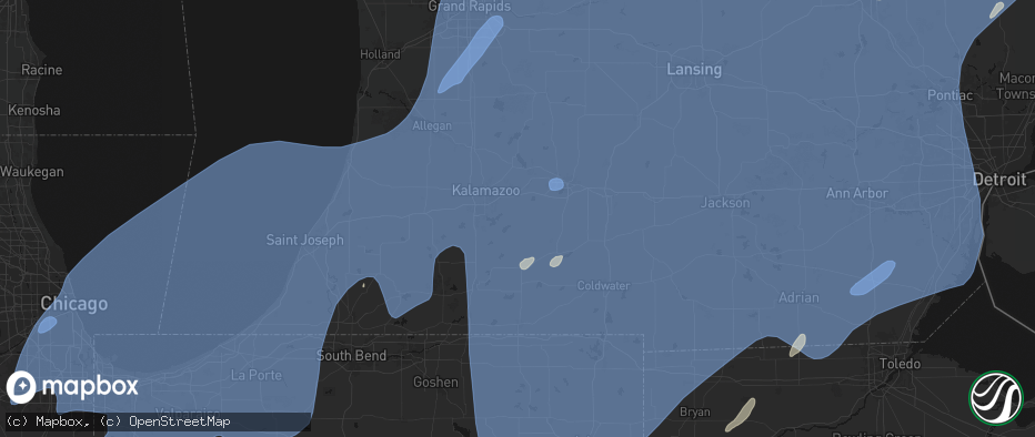 Hail map in Scotts, MI on May 18, 2026
