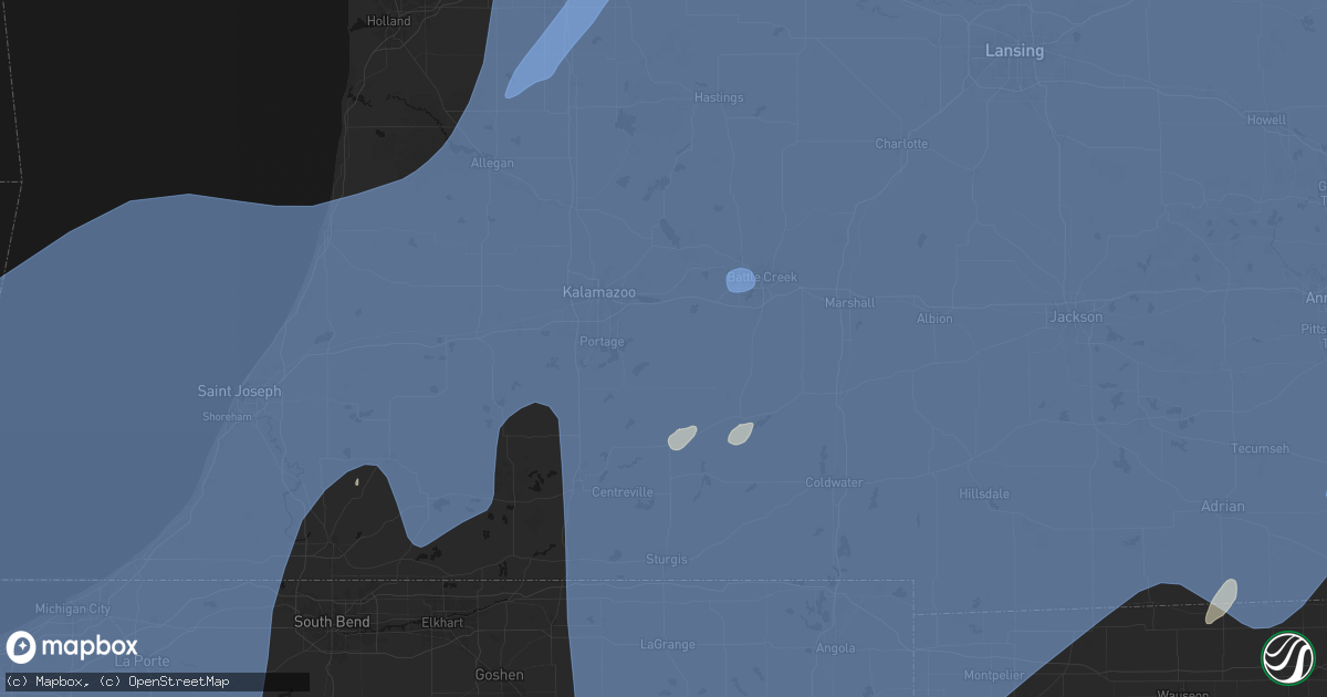 Hail map in Scotts, MI on May 18, 2026