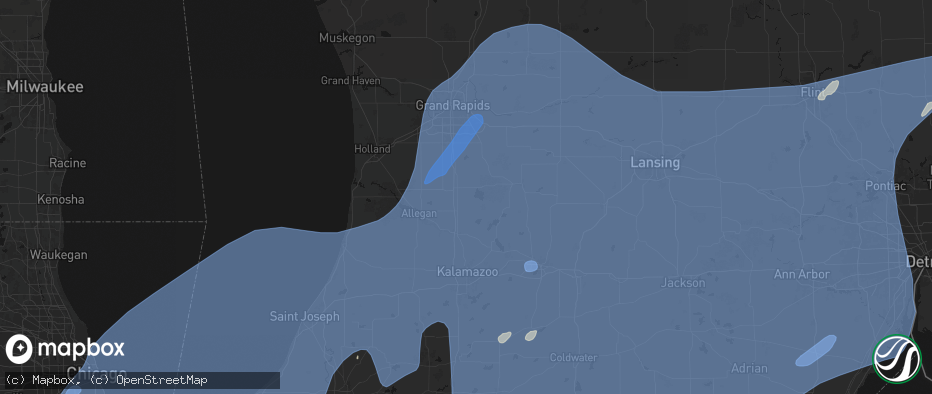 Hail map in Shelbyville, MI on May 18, 2026