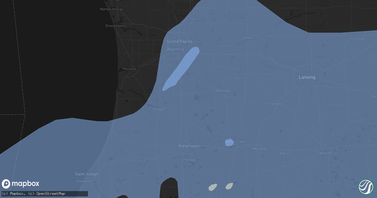 Hail map in Shelbyville, MI on May 18, 2026