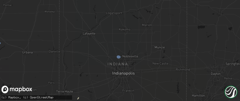 Hail map in Sheridan, IN on May 18, 2026