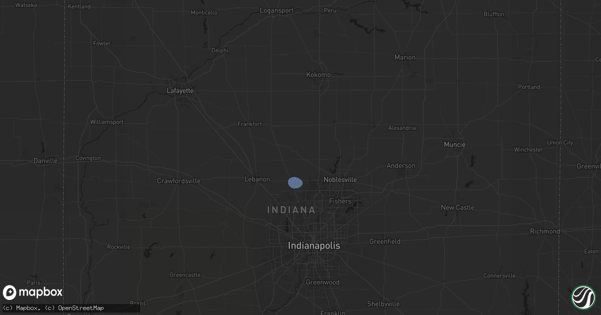 Hail map in Sheridan, IN on May 18, 2026