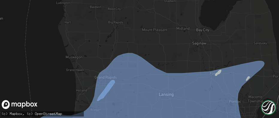 Hail map in Sheridan, MI on May 18, 2026