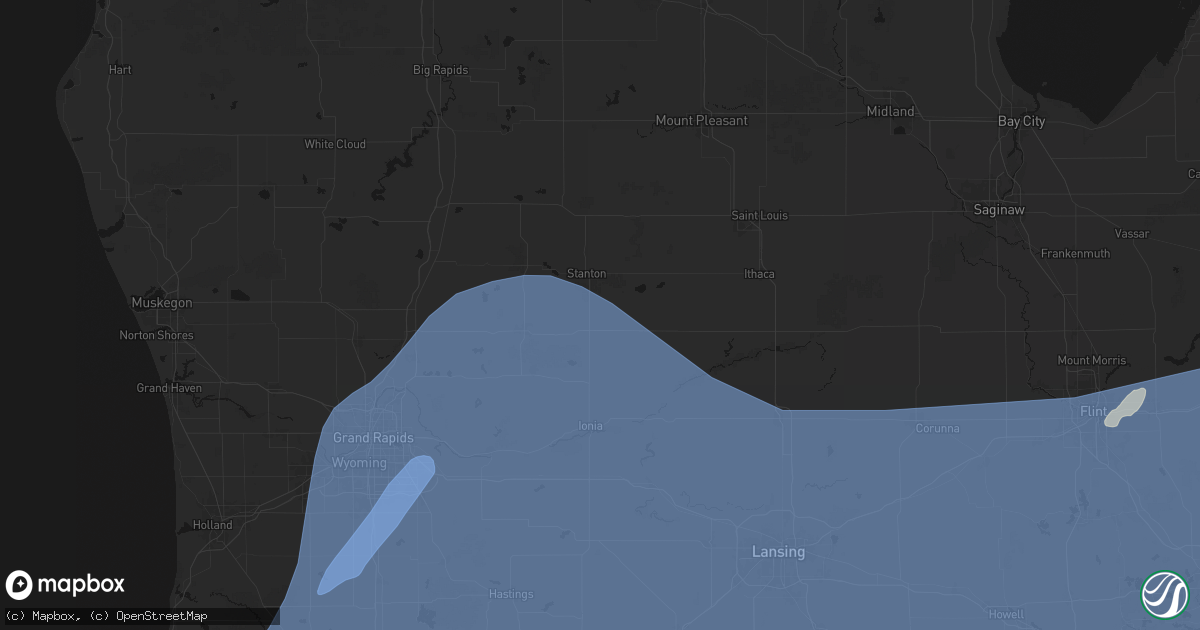 Hail map in Sheridan, MI on May 18, 2026