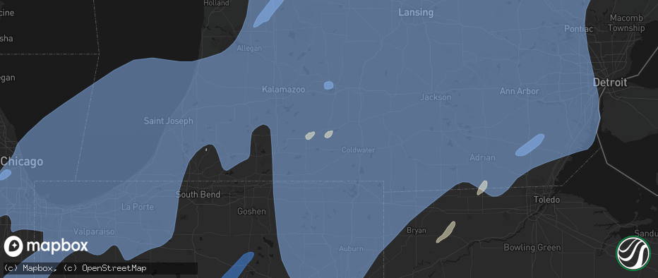 Hail map in Sherwood, MI on May 18, 2026