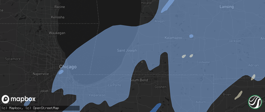 Hail map in Sodus, MI on May 18, 2026