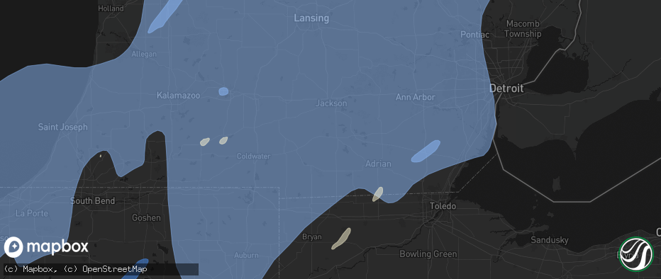 Hail map in Somerset Center, MI on May 18, 2026
