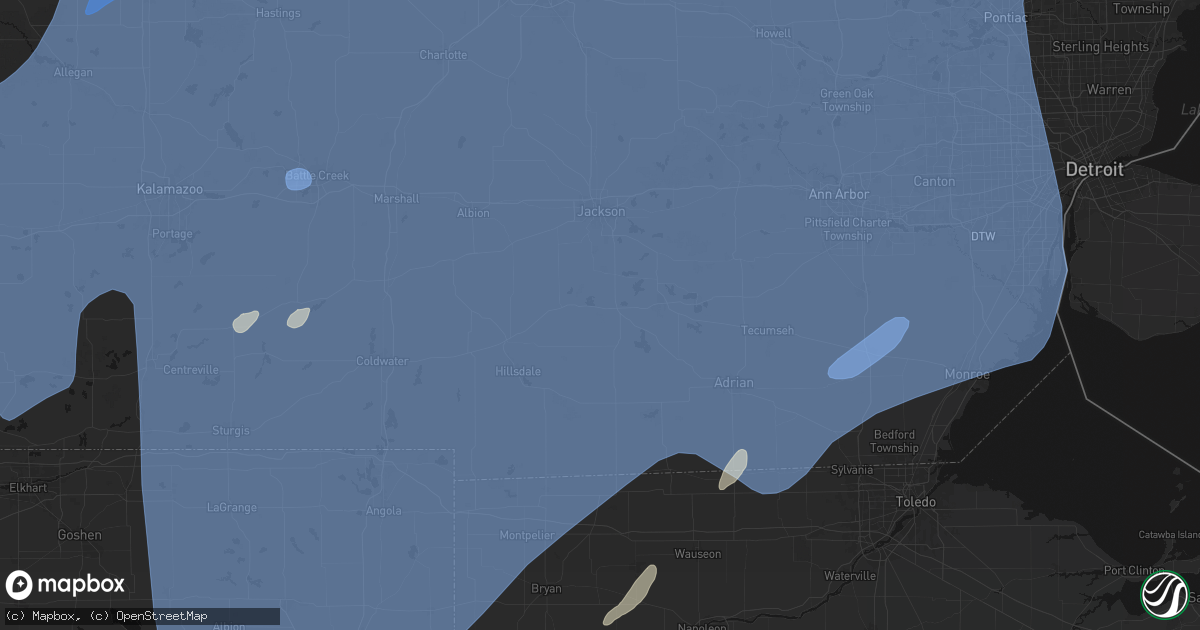 Hail map in Somerset Center, MI on May 18, 2026