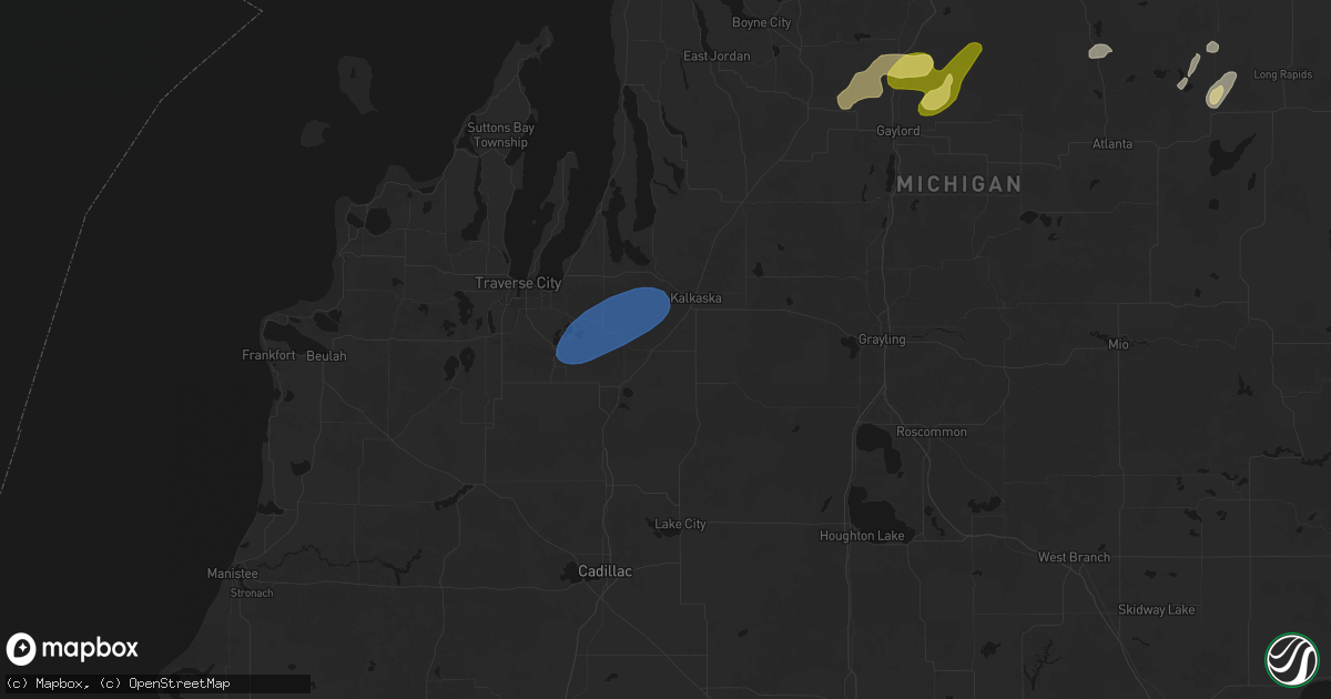 Hail map in South Boardman, MI on May 18, 2026