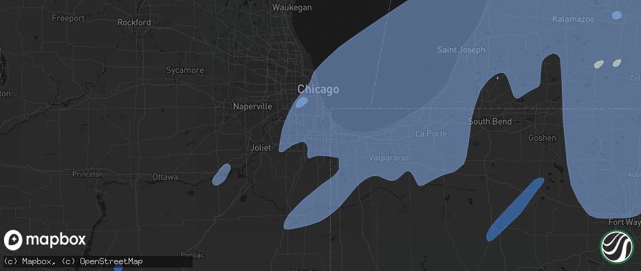 Hail map in South Holland, IL on May 18, 2026