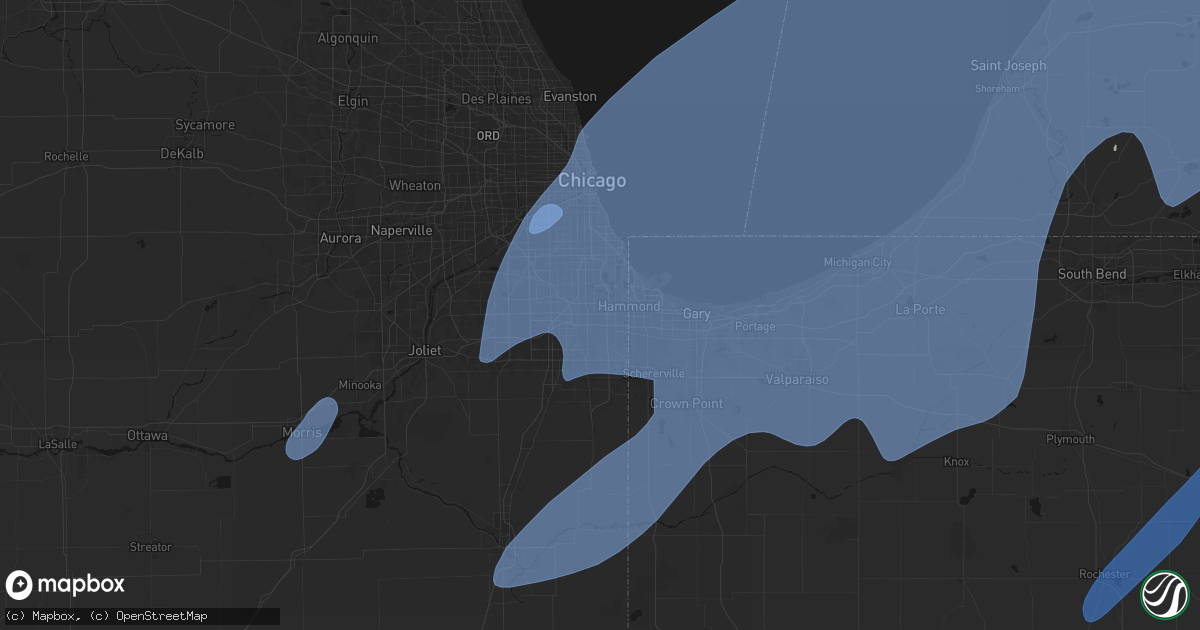 Hail map in South Holland, IL on May 18, 2026
