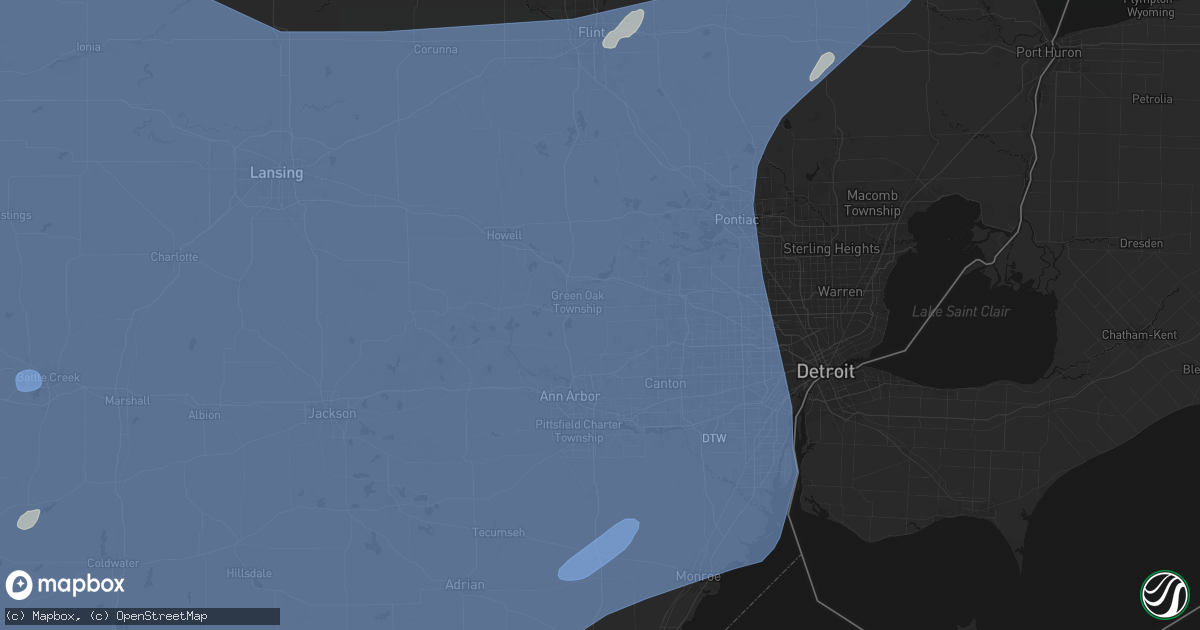 Hail map in South Lyon, MI on May 18, 2026