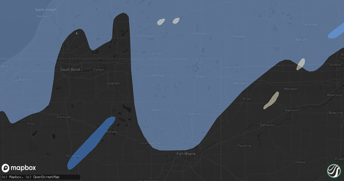 Hail map in South Milford, IN on May 18, 2026