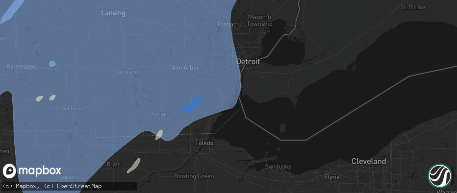 Hail map in South Rockwood, MI on May 18, 2026
